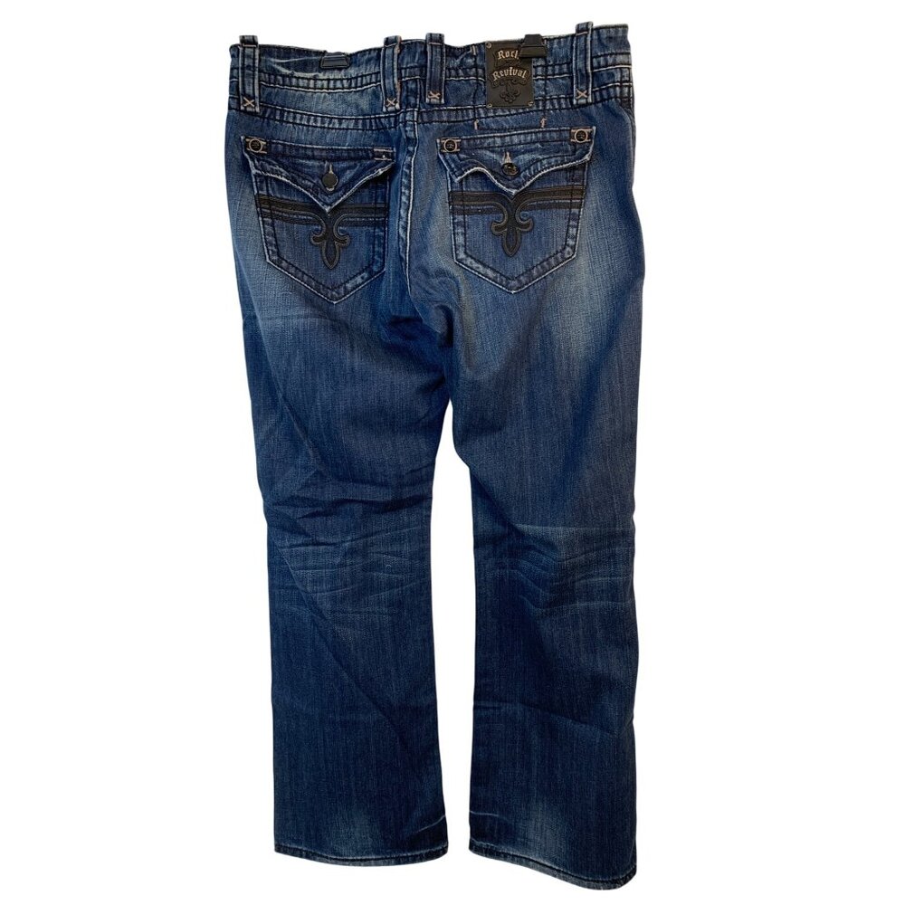 Rock Revival Mens John Straight Relaxed Fit Jeans Size 40 Flap Pockets 9009